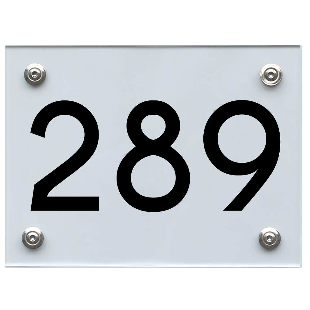 Hausnummernschild 289 schwarz
