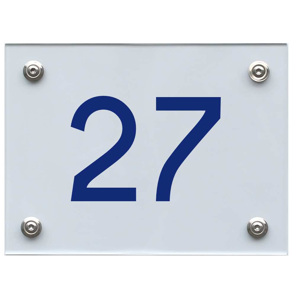 Hausnummernschild 27 blau