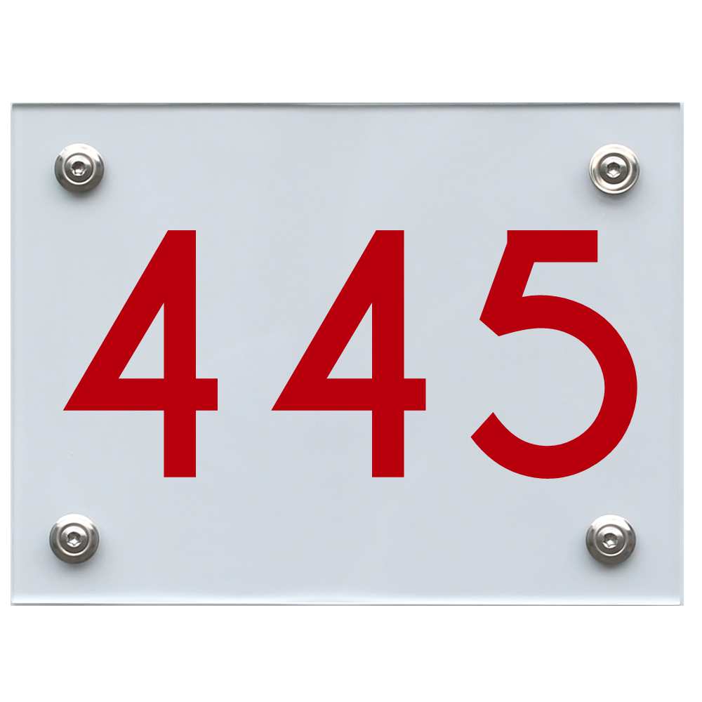 Hausnummernschild 445 rot