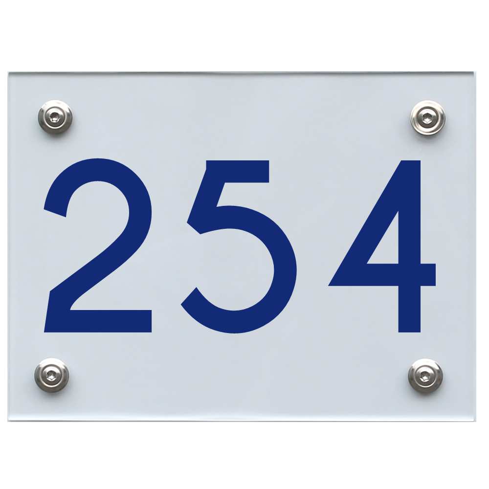 Hausnummernschild 254 blau