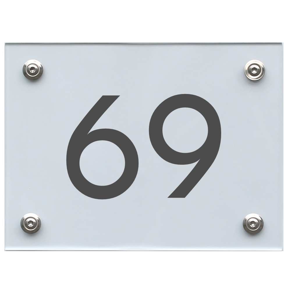 Hausnummernschild 69 dunkelgrau