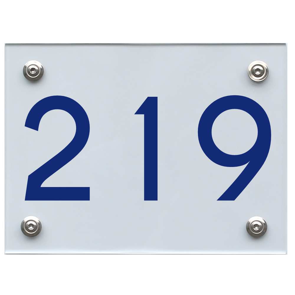 Hausnummernschild 219 blau