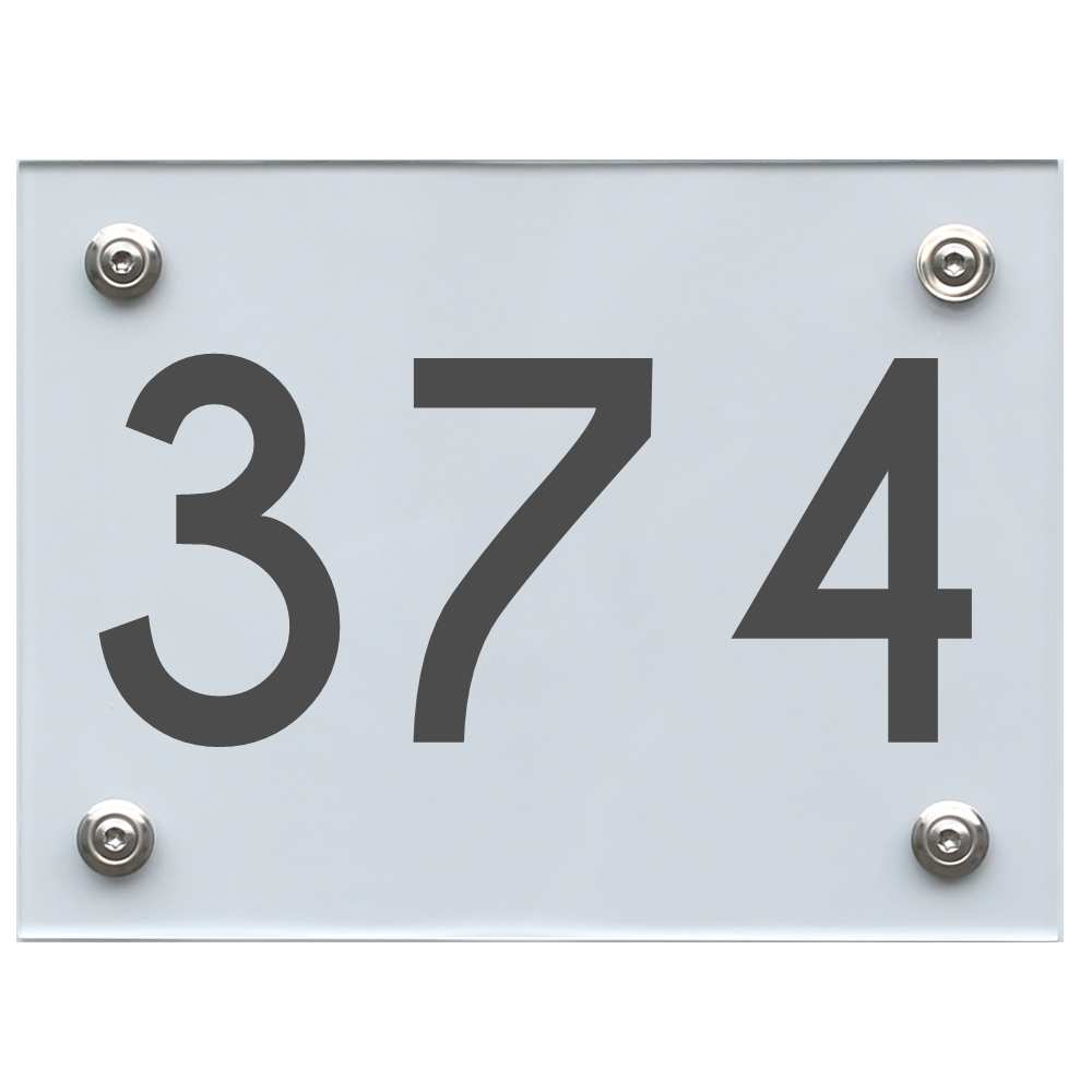 Hausnummernschild 374 dunkelgrau