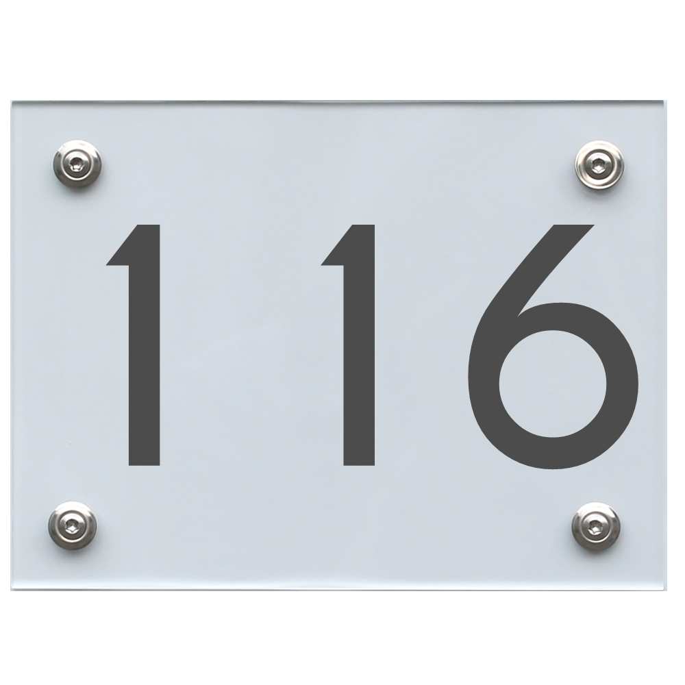 Hausnummernschild 116 dunkelgrau