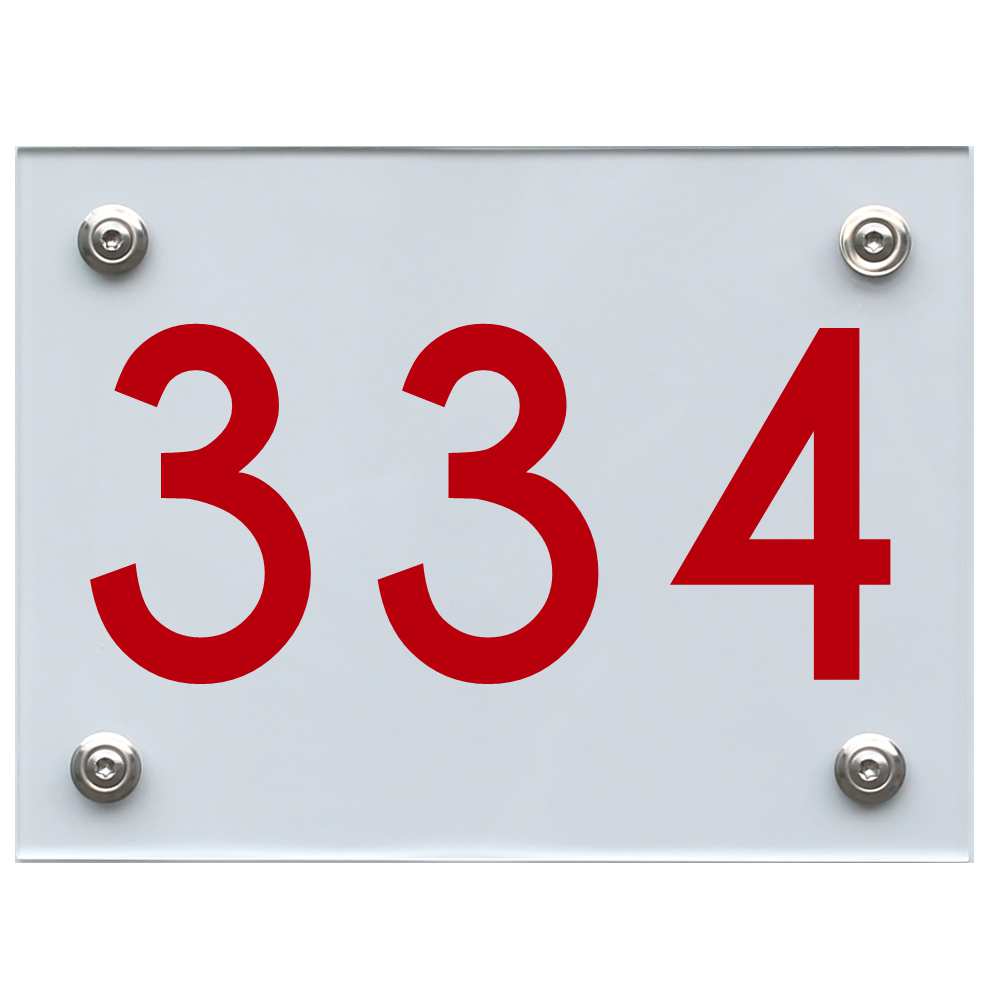 Hausnummernschild 334 rot