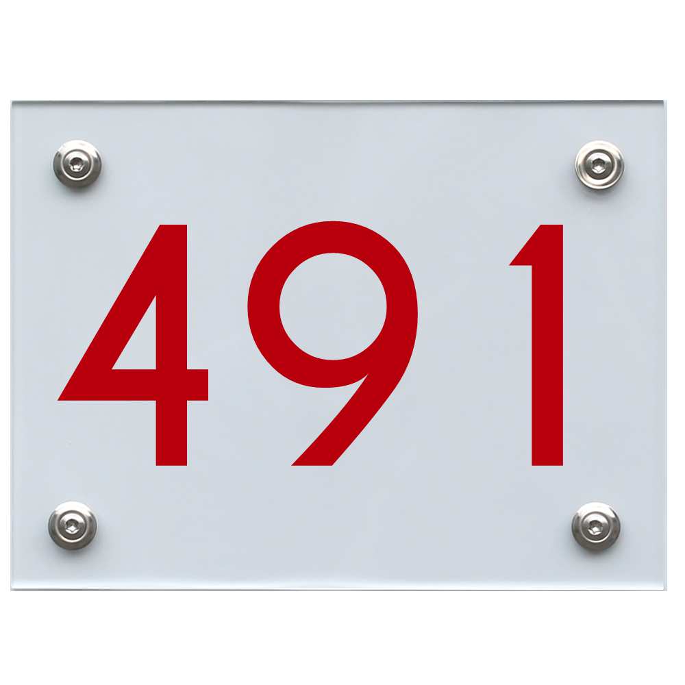 Hausnummernschild 491 rot