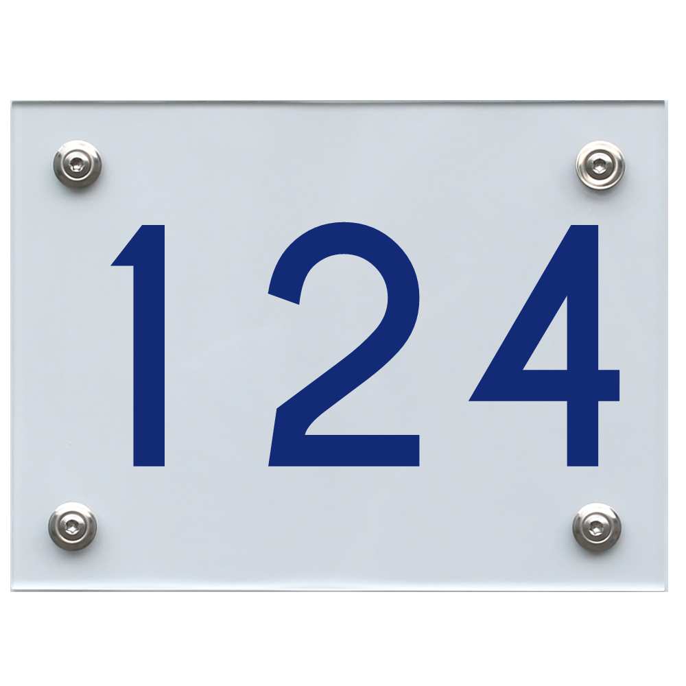 Hausnummernschild 124 blau