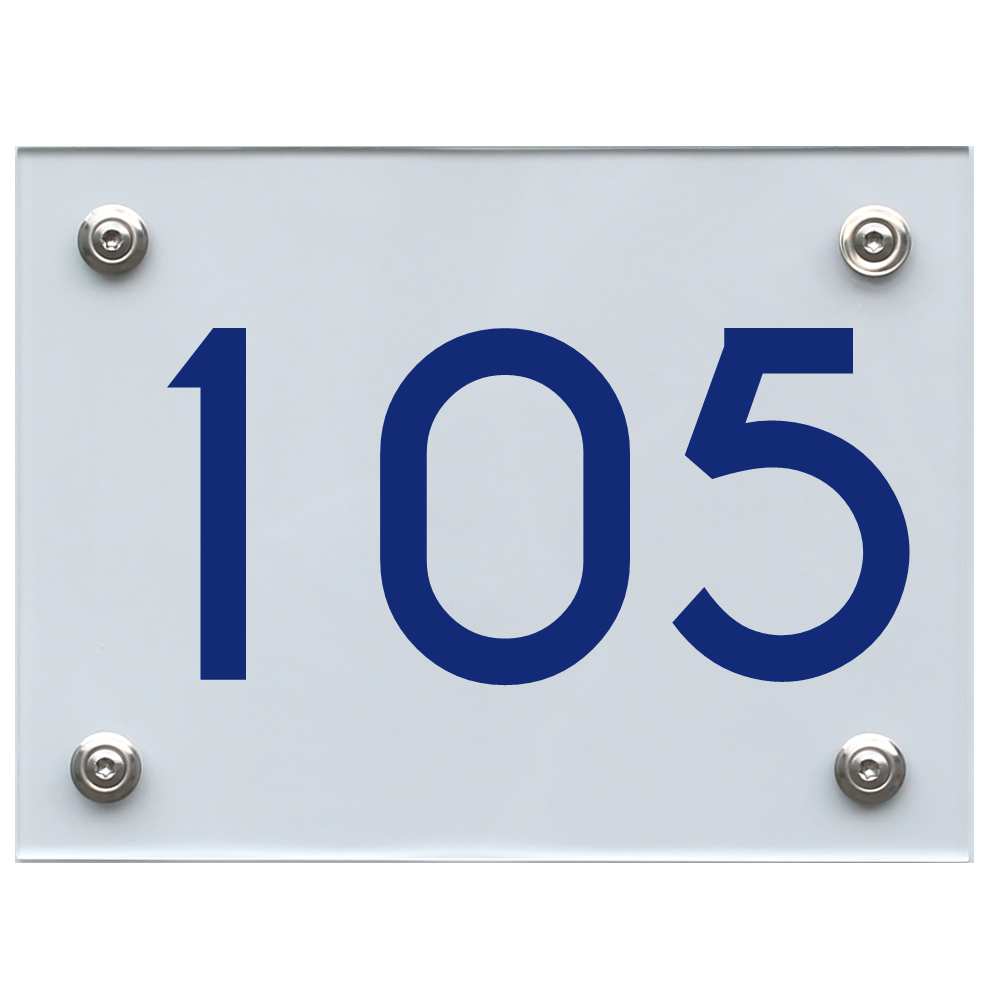 Hausnummernschild 105 blau