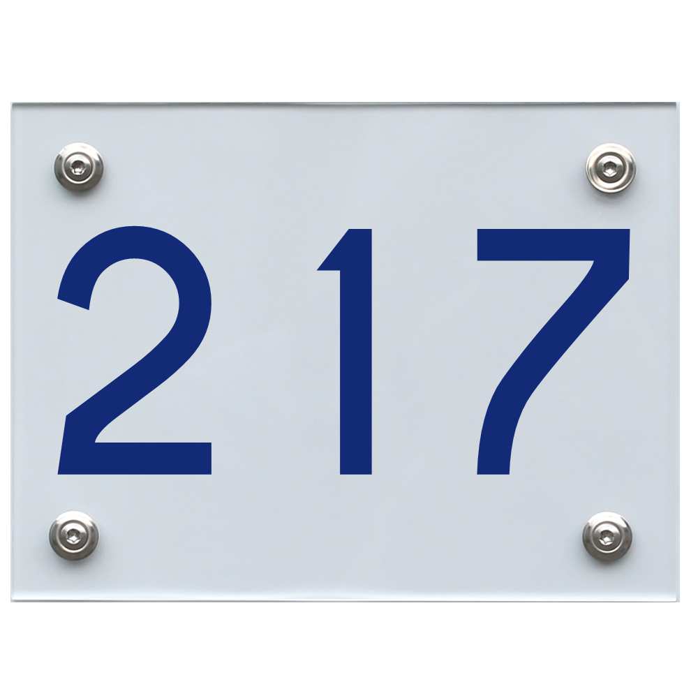 Hausnummernschild 217 blau