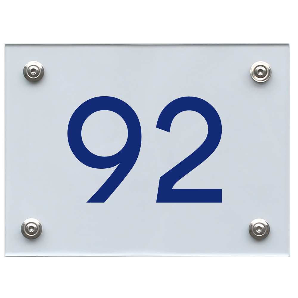 Hausnummernschild 92 blau