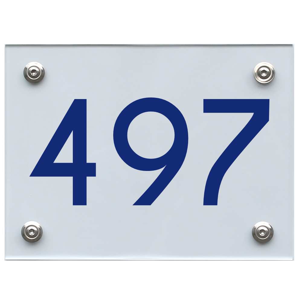 Hausnummernschild 497 blau