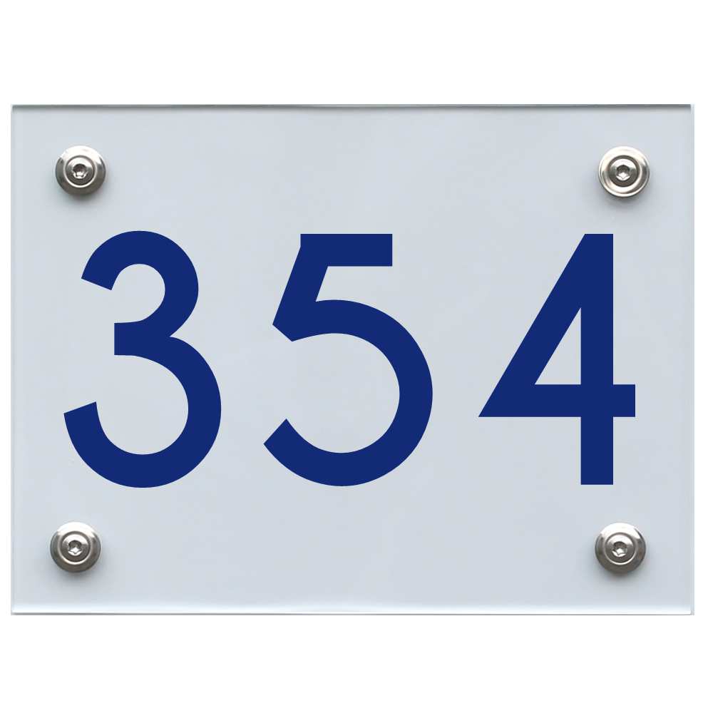 Hausnummernschild 354 blau