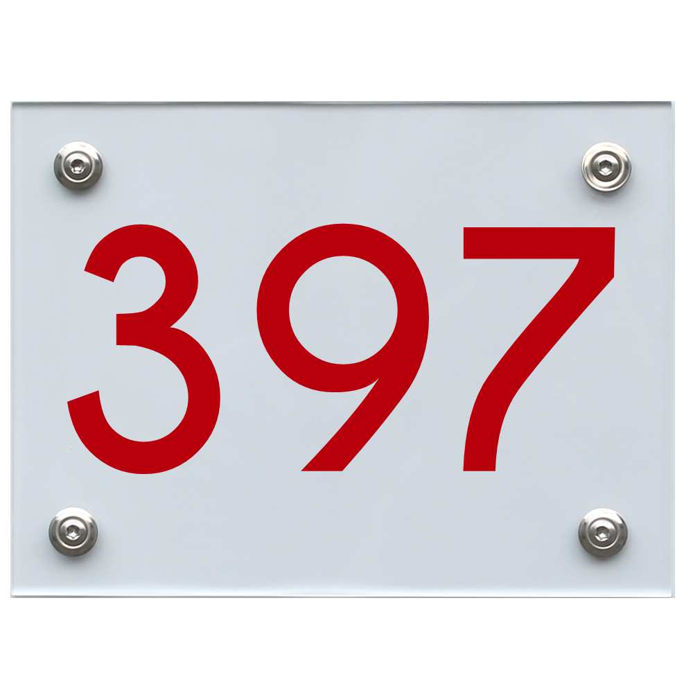 Hausnummernschild 397 rot