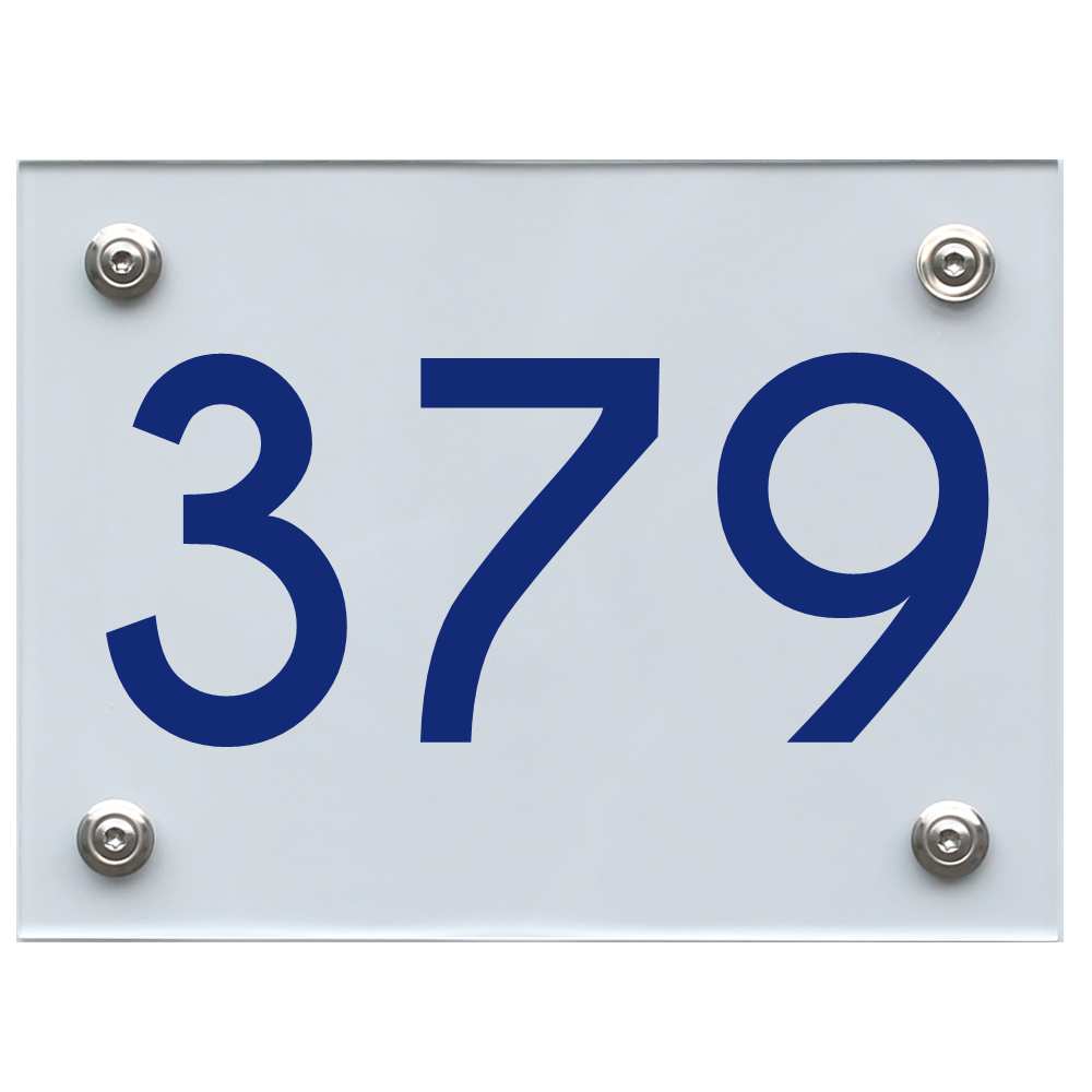 Hausnummernschild 379 blau