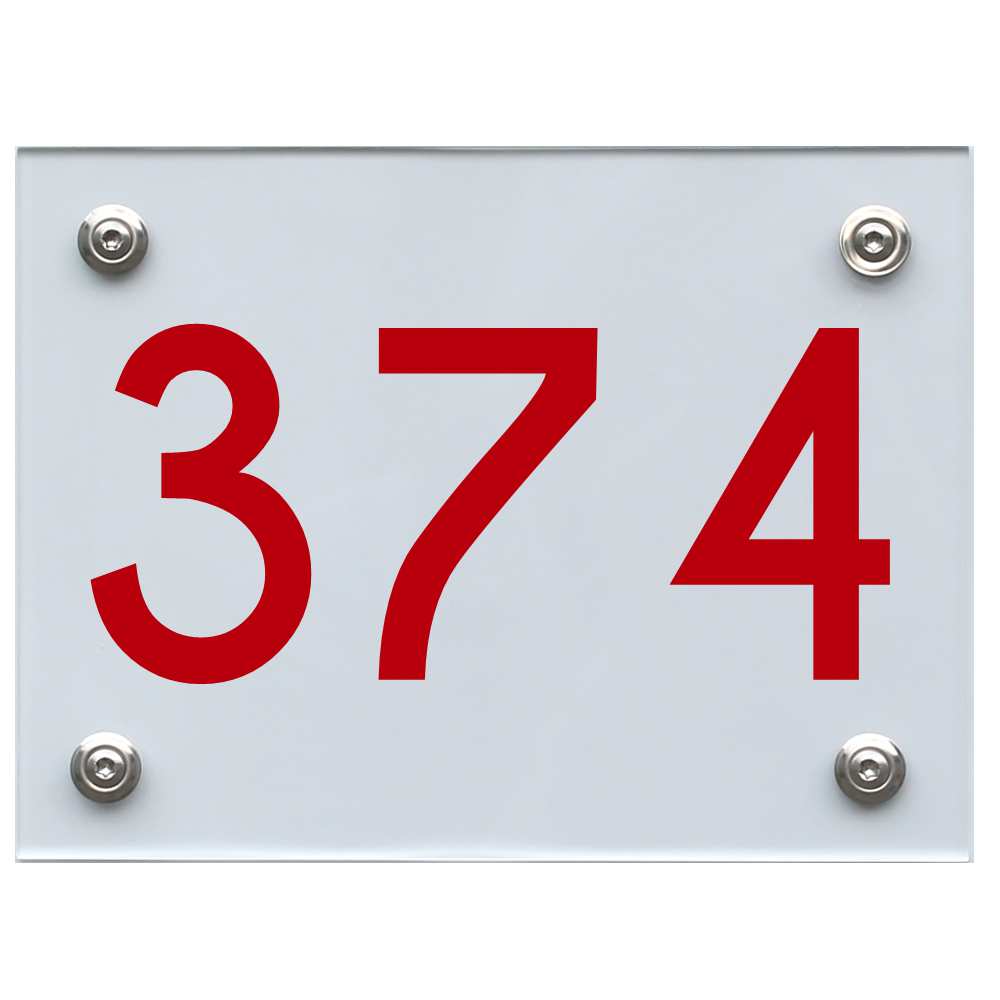 Hausnummernschild 374 rot