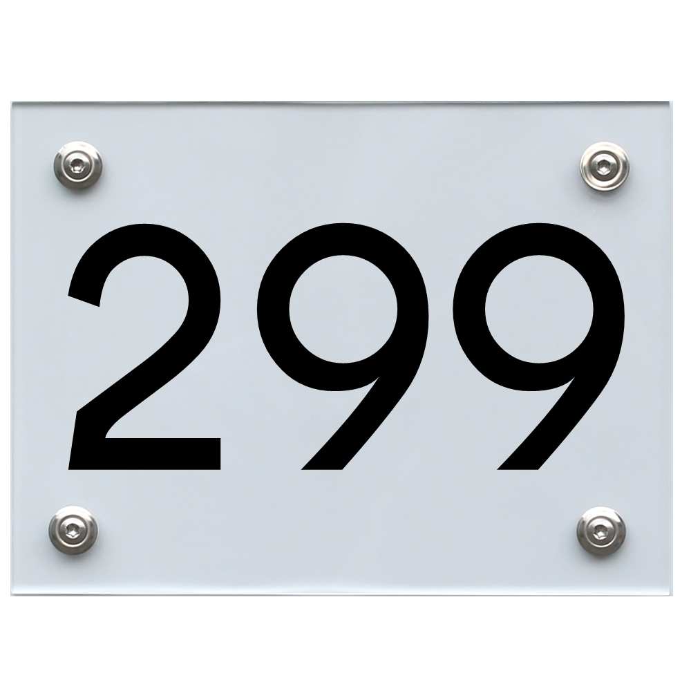 Hausnummernschild 299 schwarz