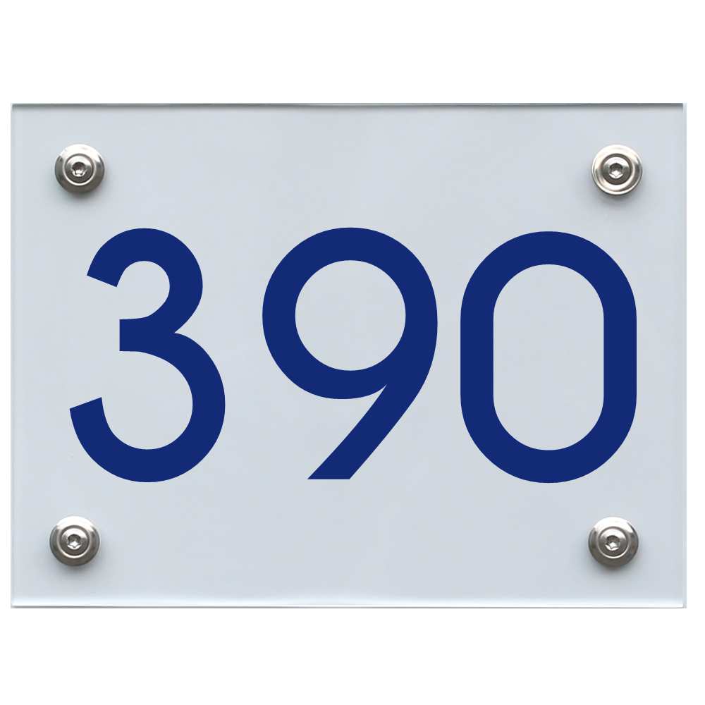 Hausnummernschild 390 blau