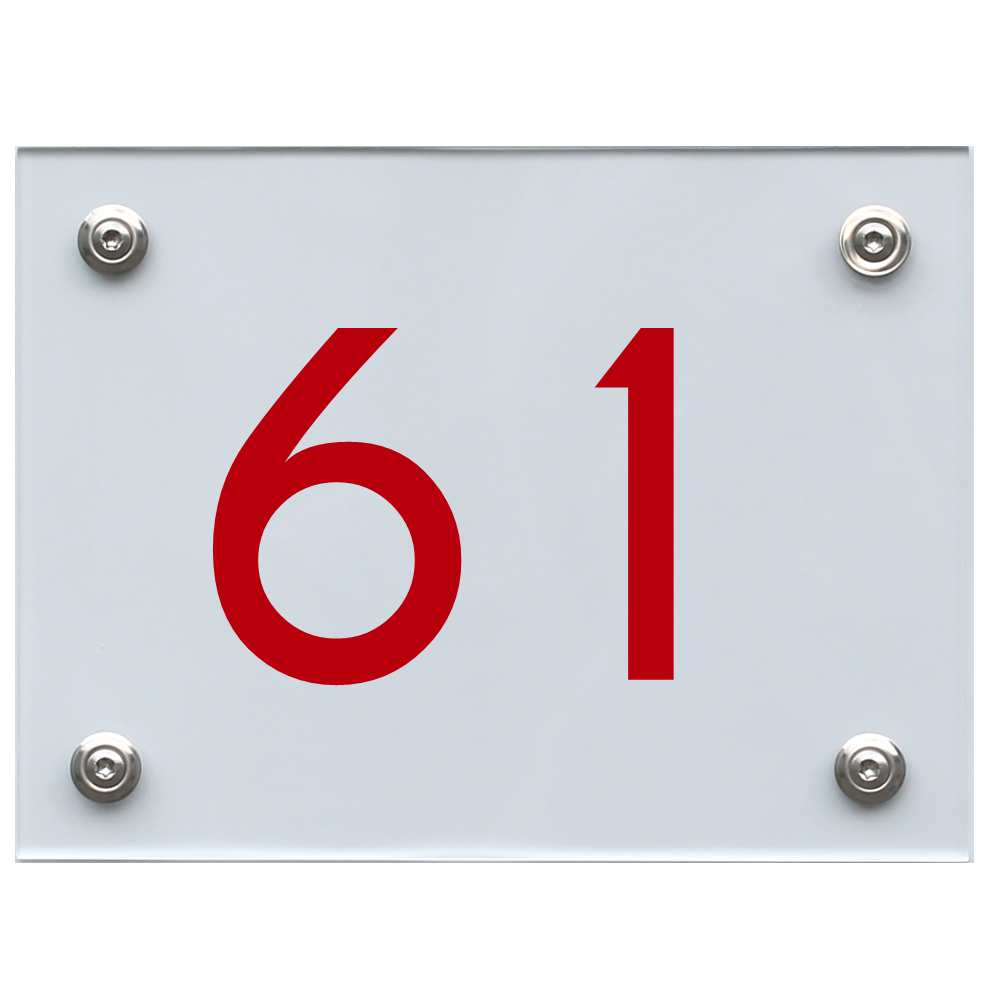 Hausnummernschild 61 rot