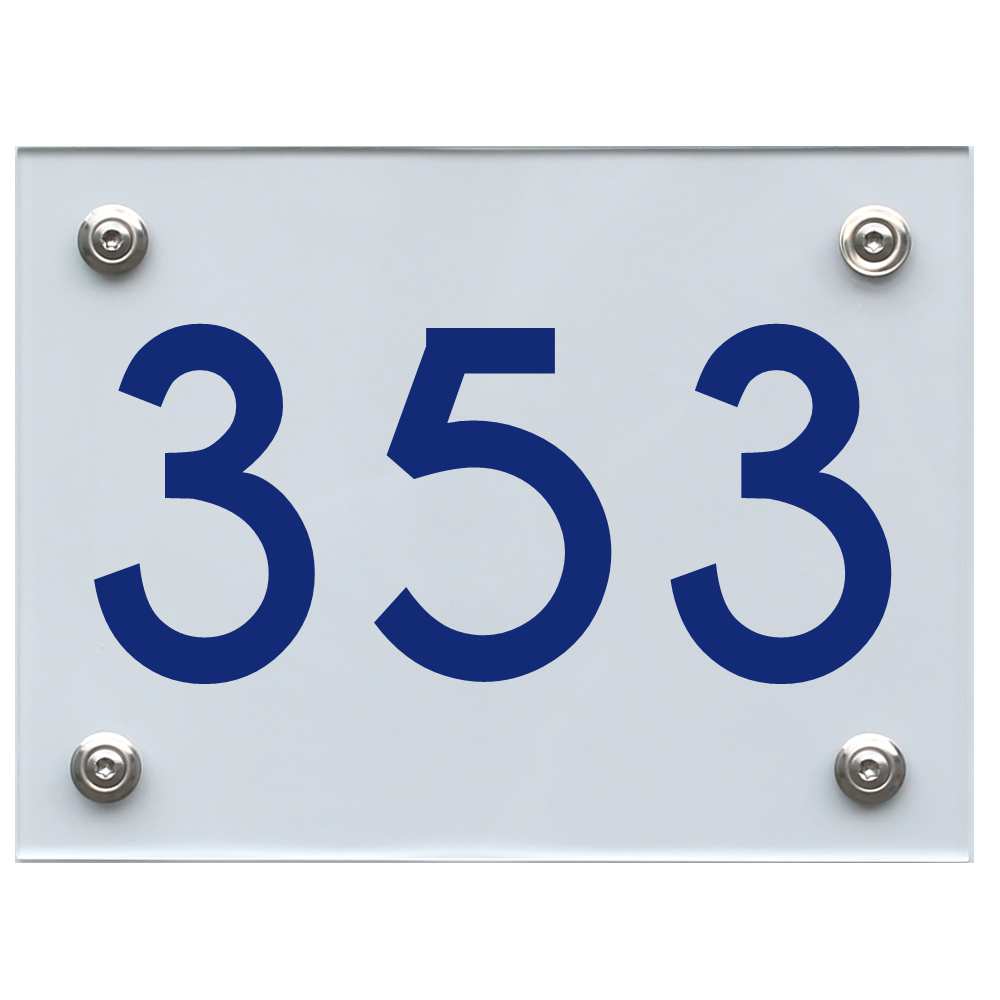 Hausnummernschild 353 blau
