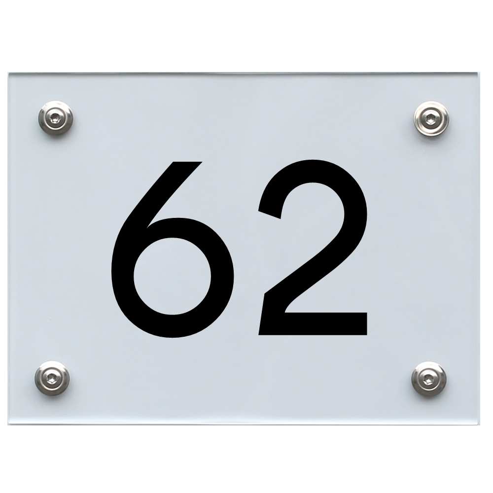 Hausnummernschild 62 schwarz