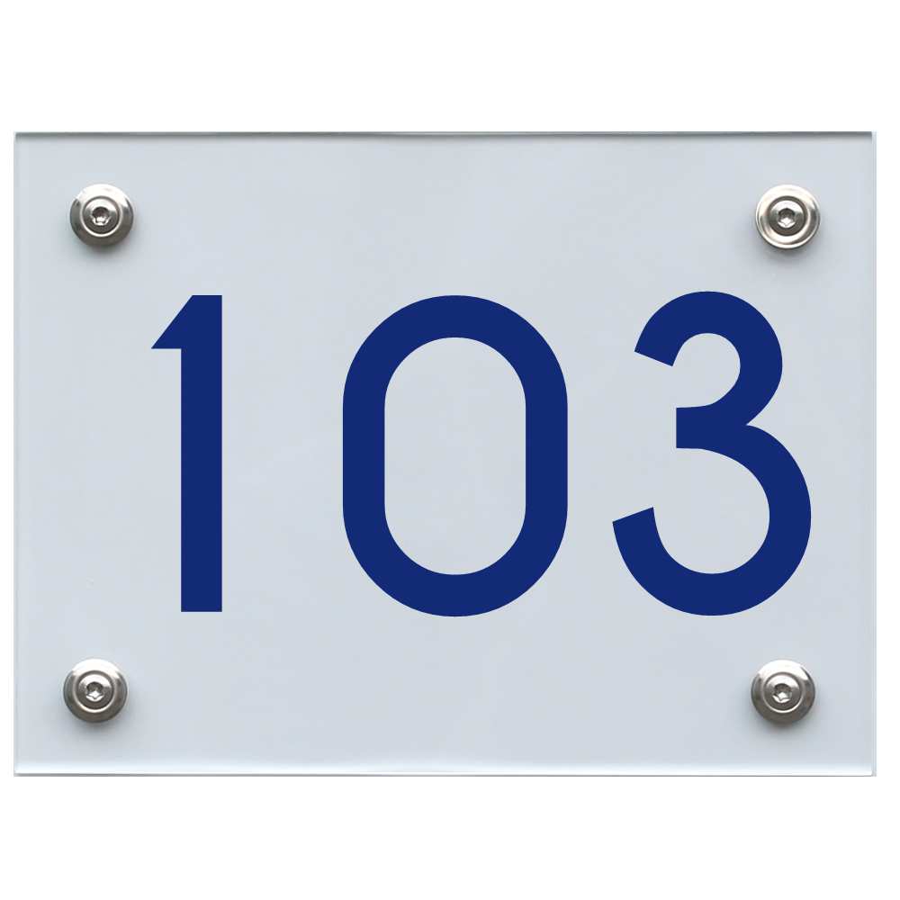 Hausnummernschild 103 blau