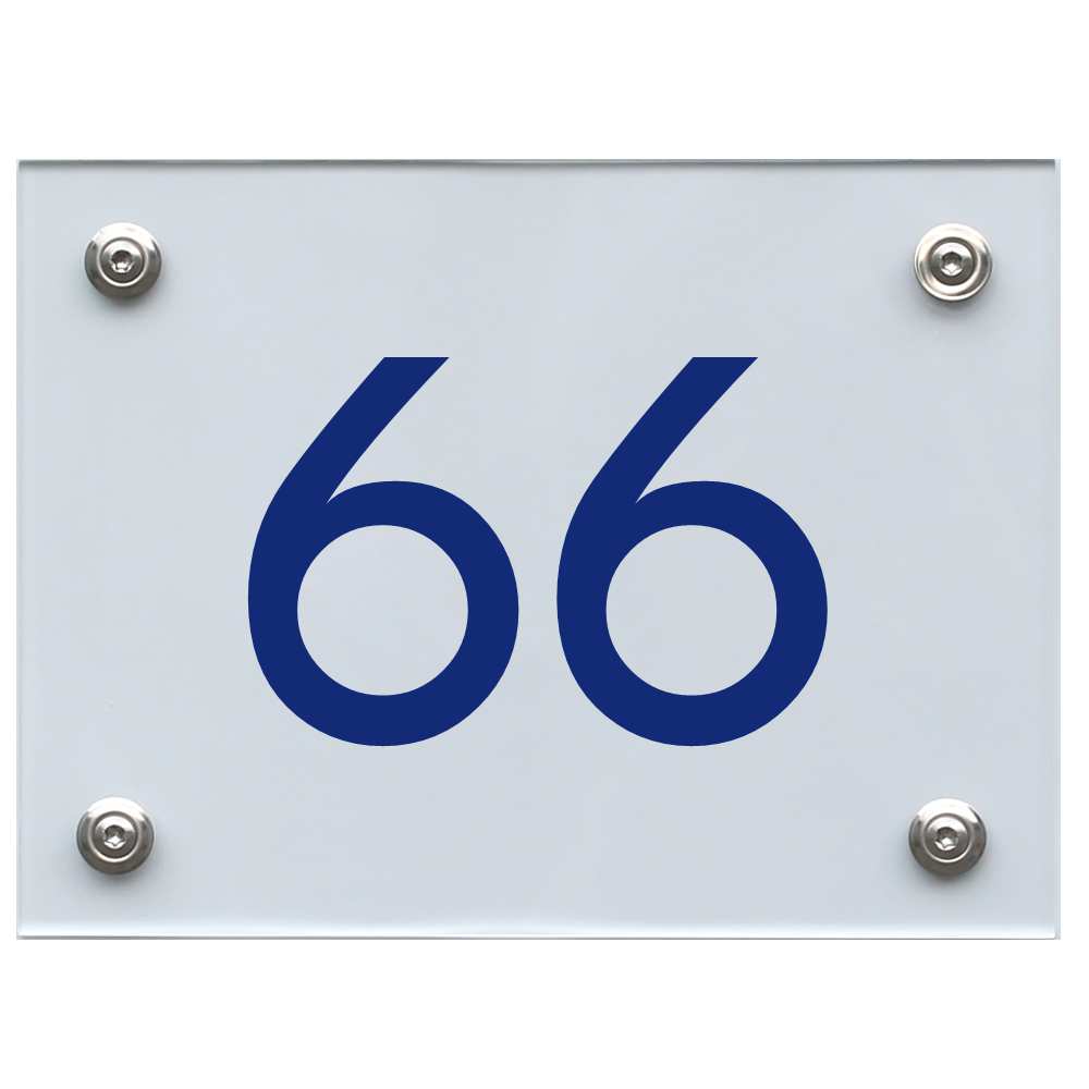Hausnummernschild 66 blau