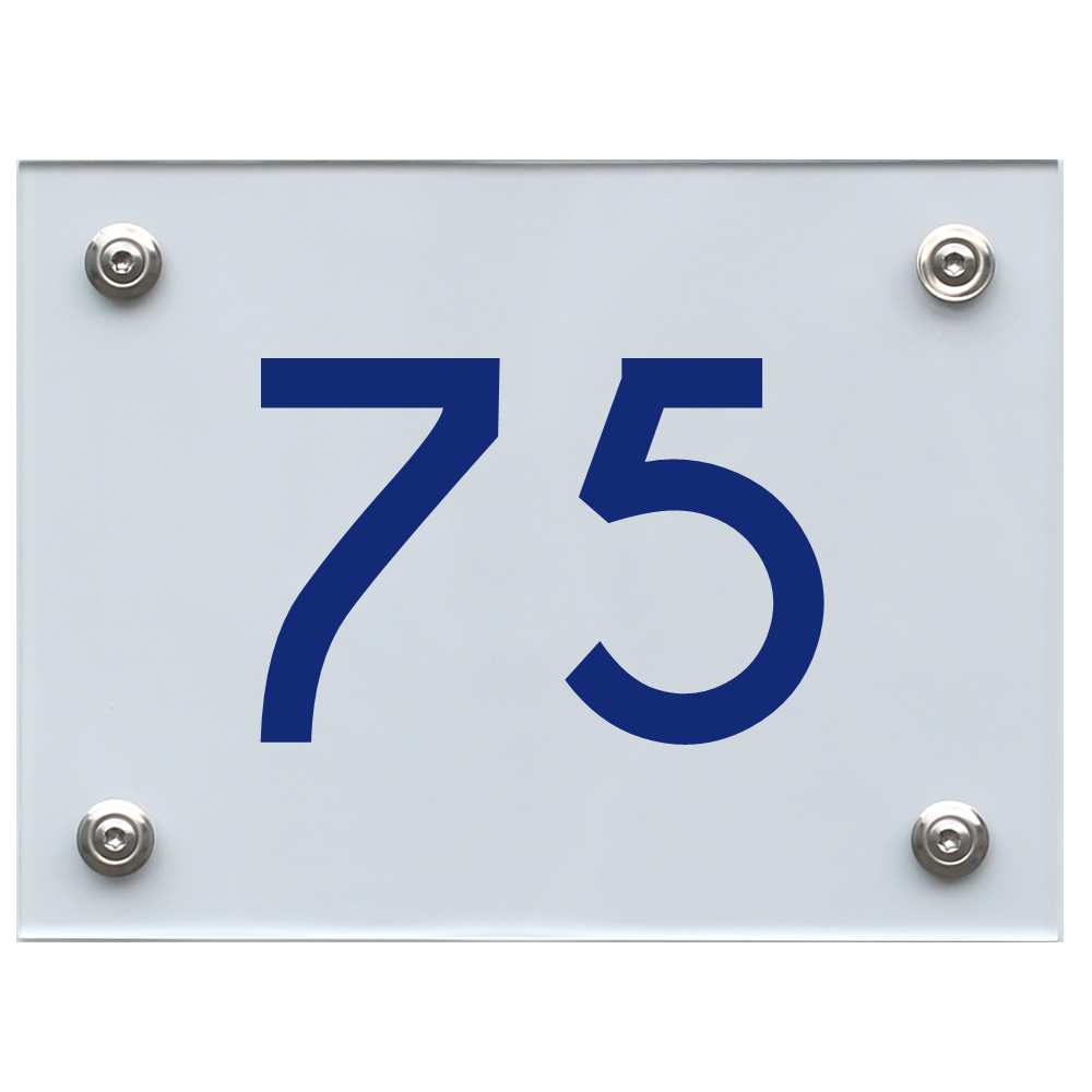 Hausnummernschild 75 blau