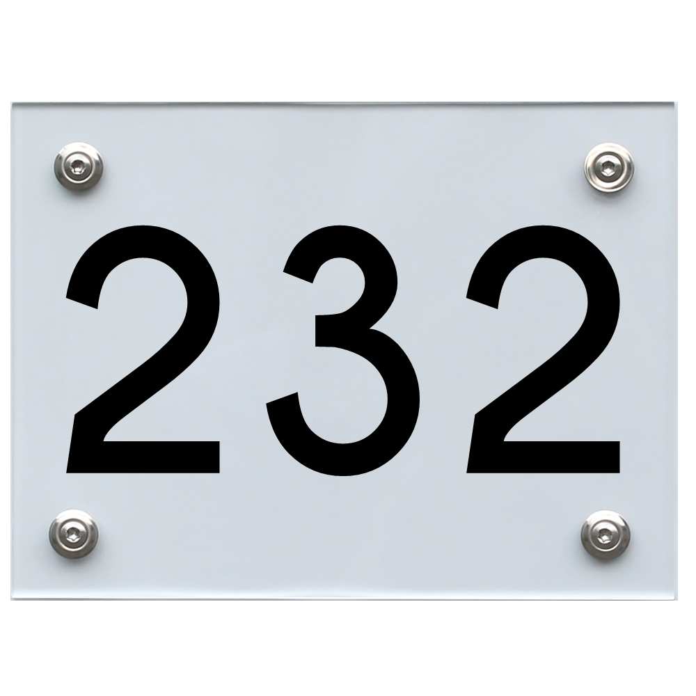Hausnummernschild 232 schwarz