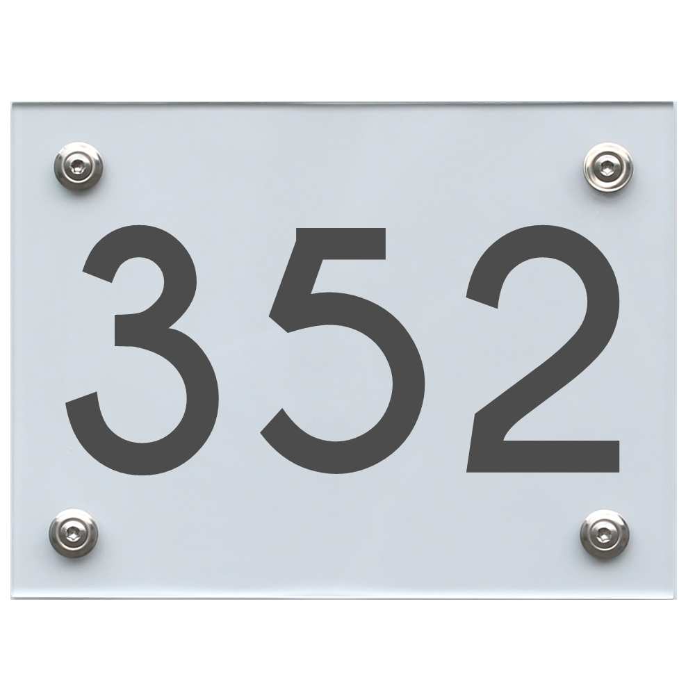 Hausnummernschild 352 dunkelgrau