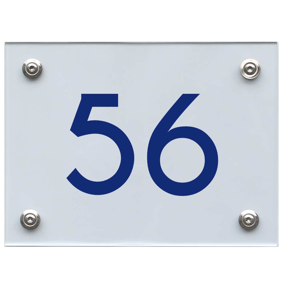 Hausnummernschild 56 blau