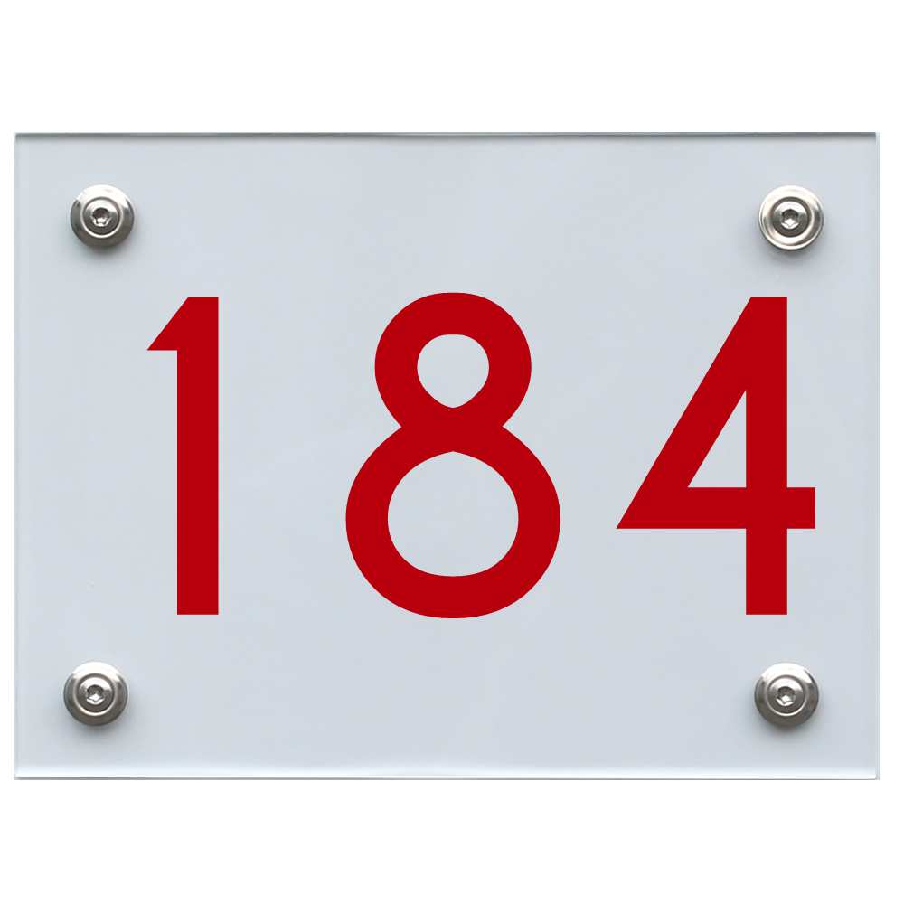 Hausnummernschild 184 rot