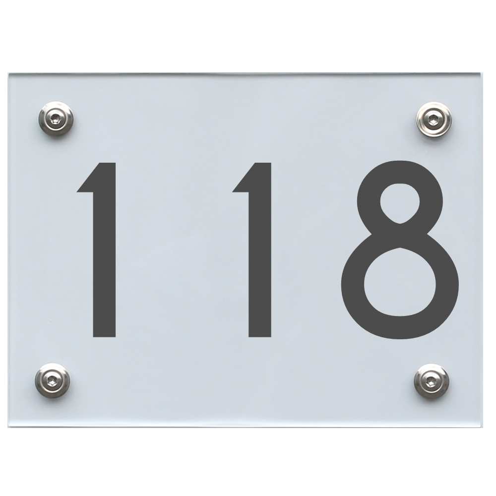 Hausnummernschild 118 dunkelgrau