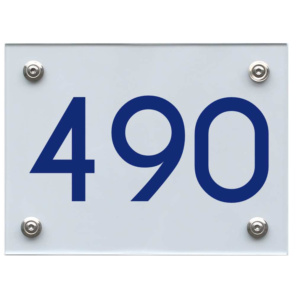 Hausnummernschild 490 blau