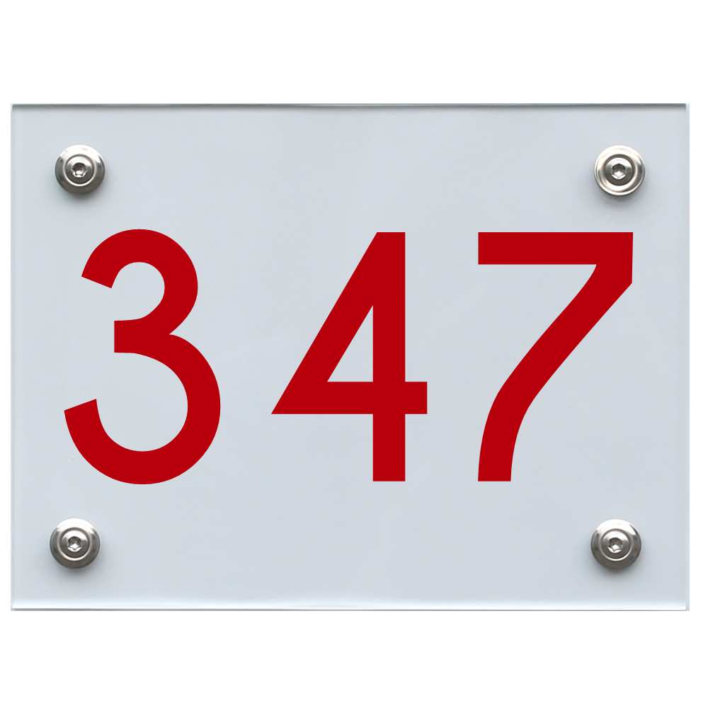 Hausnummernschild 347 rot