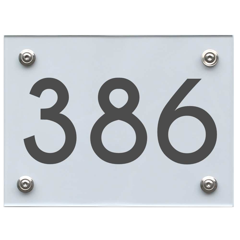 Hausnummernschild 386 dunkelgrau