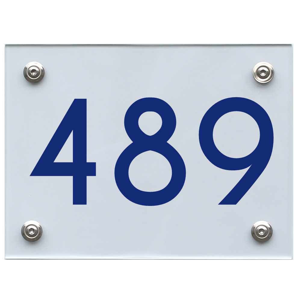 Hausnummernschild 489 blau