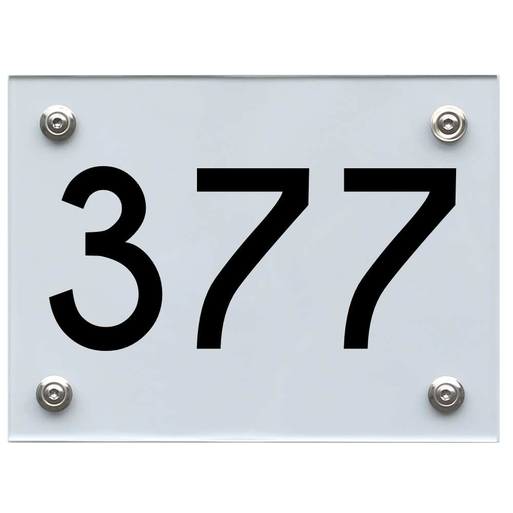 Hausnummernschild 377 schwarz