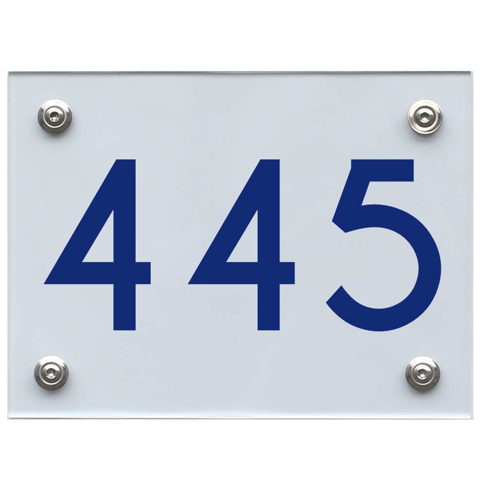 Hausnummernschild 445 blau