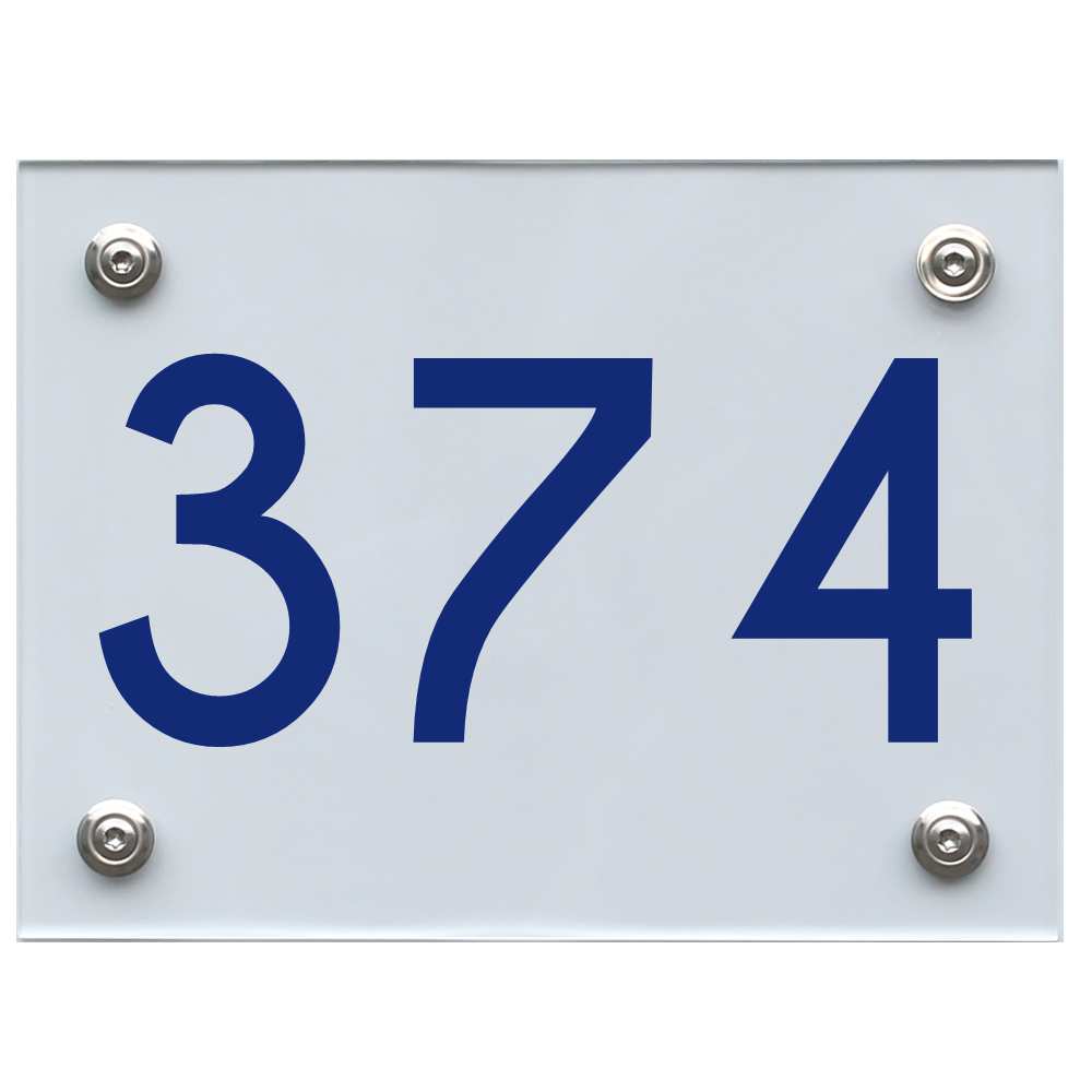 Hausnummernschild 374 blau