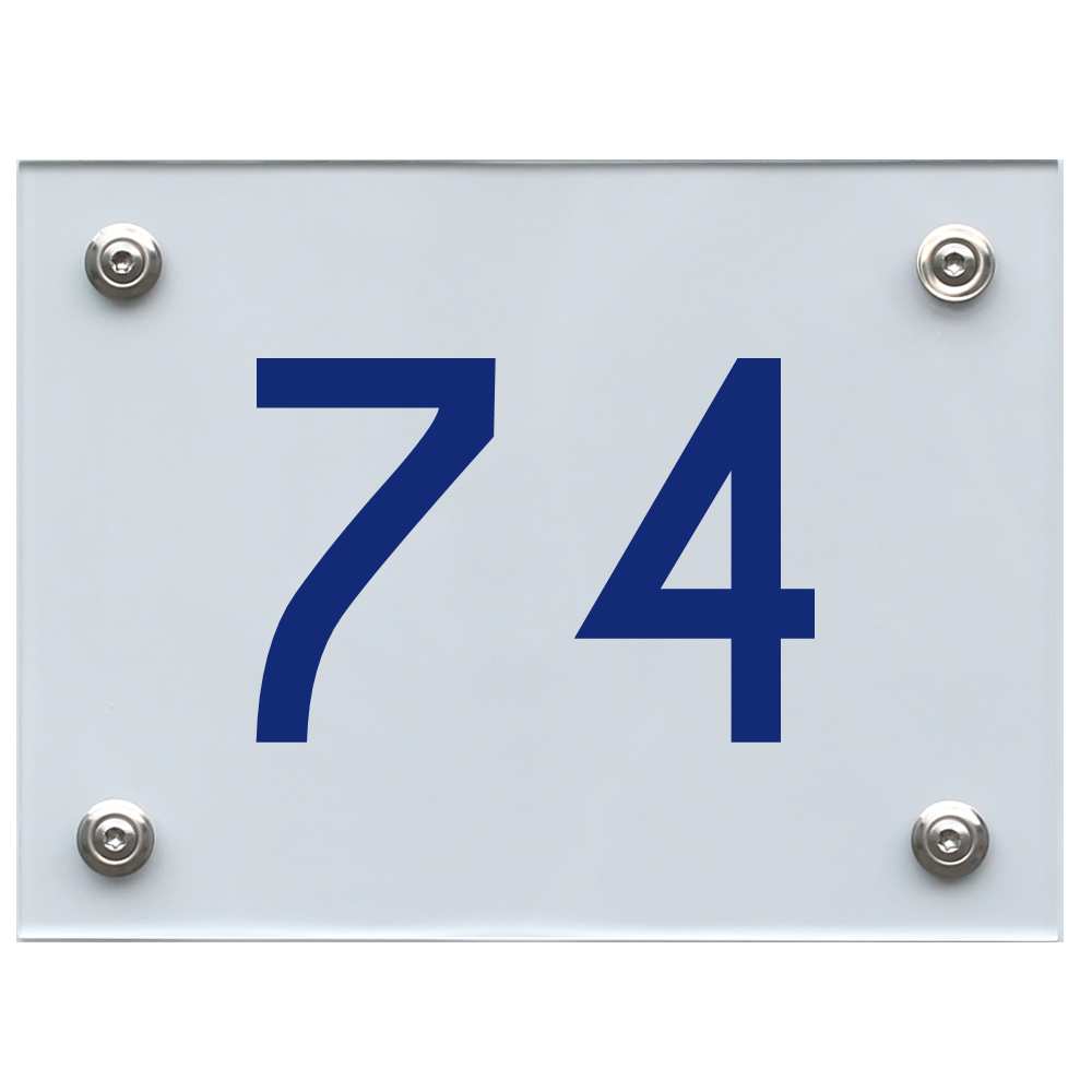 Hausnummernschild 74 blau