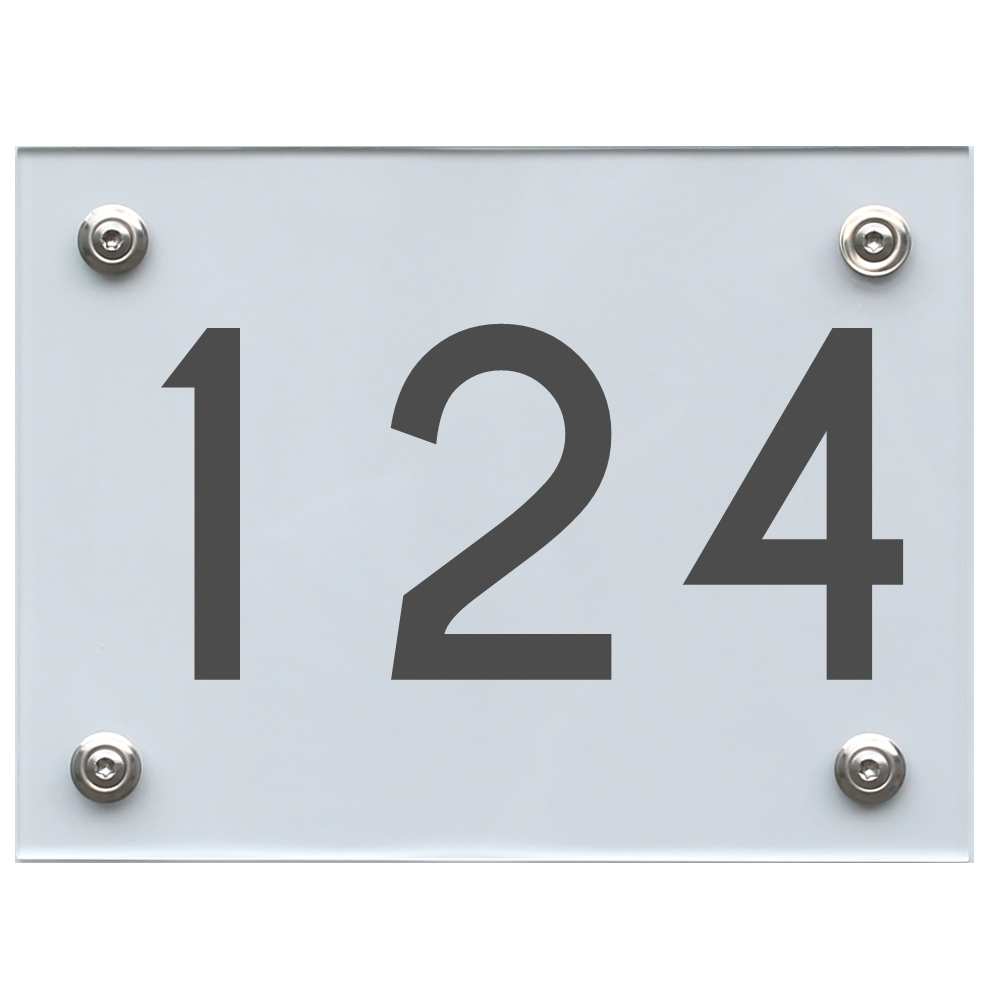 Hausnummernschild 124 dunkelgrau