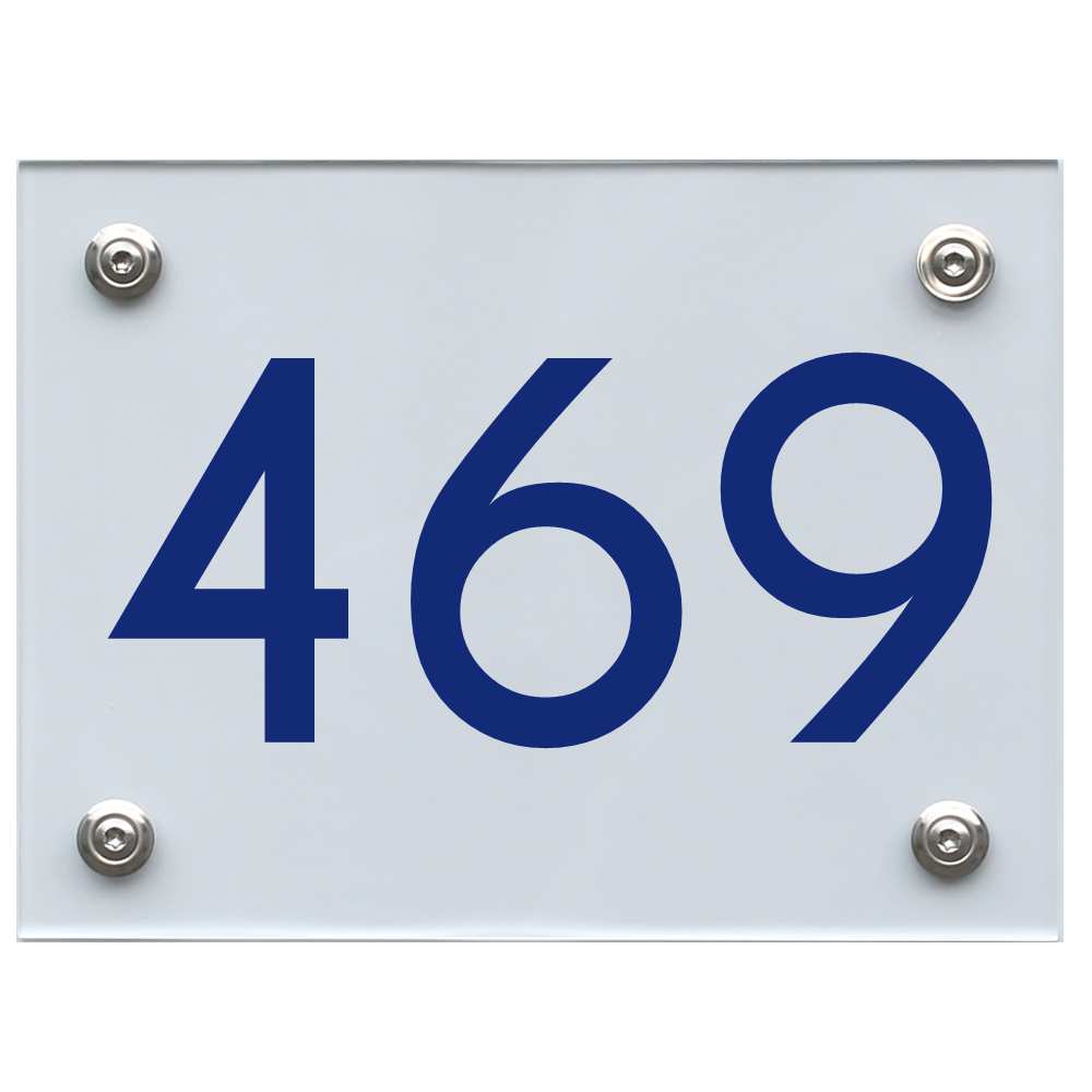 Hausnummernschild 469 blau