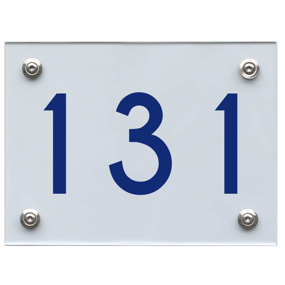 Hausnummernschild 131 blau