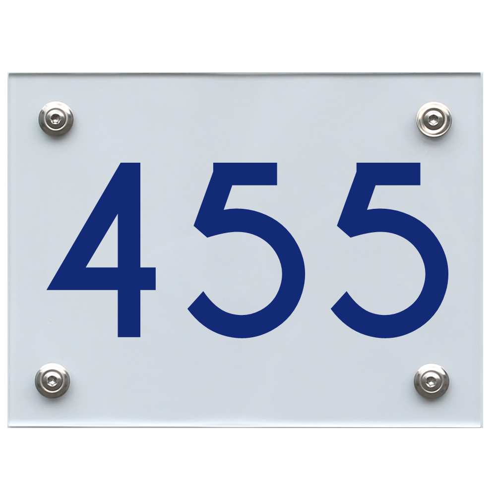 Hausnummernschild 455 blau