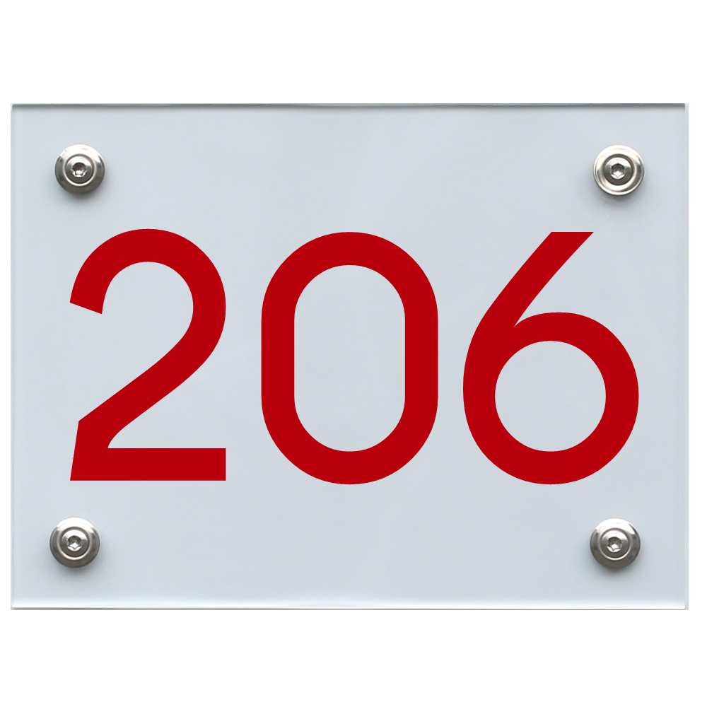 Hausnummernschild 206 rot