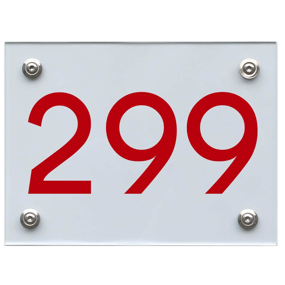 Hausnummernschild 299 rot