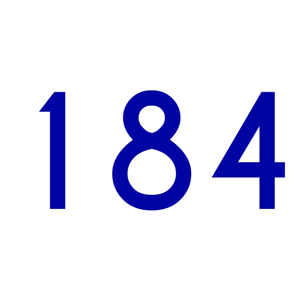 Hausnummer Aufkleber 184 blau
