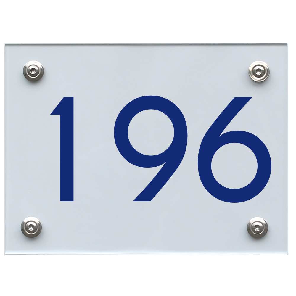 Hausnummernschild 196 blau
