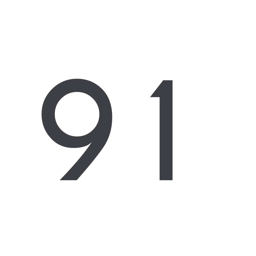 Hausnummer Aufkleber 91 dunkelgrau