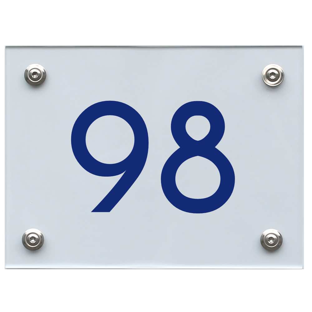 Hausnummernschild 98 blau